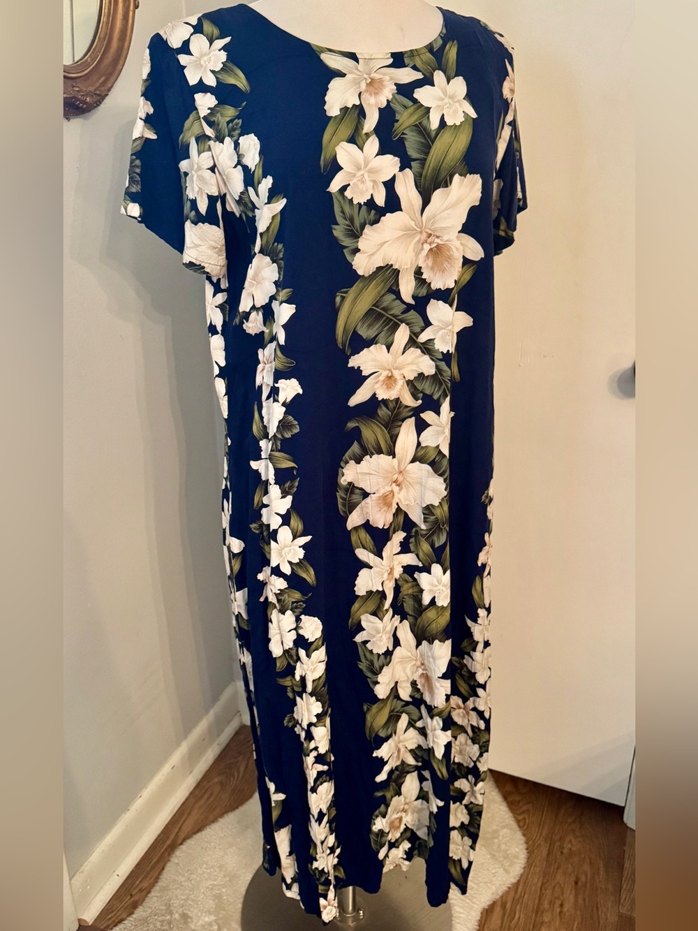 VINTAGE HAWAIIAN RESERVE COLLECTION maxi dress Navy XL - Picture 2 of 10